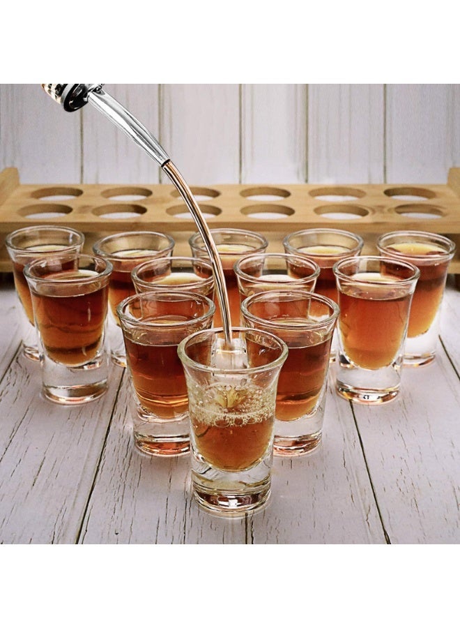 Shot Glasses Set 12pcs 30ml/1oz Shot Glass Tray Holder Organizer Straight Thick Base Clear Whiskey Tequila Glass Cups for Liqueurs Party Club Home Bar Drinking (Set of 12) - Image 5