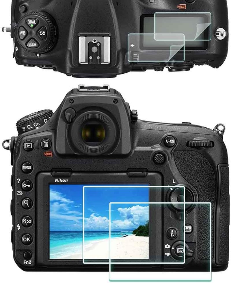 ULBTER Screen Protector for Nikon D850 Top PET + LCD Glass Camera [2+2Pack], 0.3mm 9H Hardness Tempered Glass Screen Saver Anti-Scrach Anti-Fingerprint Anti-Bubble Anti-Water Anti-Dust - Image 1