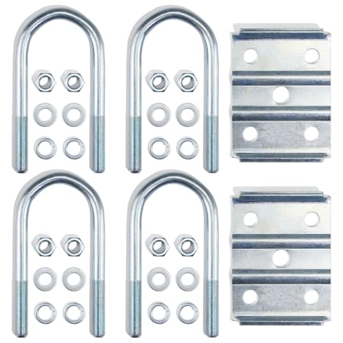 GREPSPUD 1Set Trailer U Bolt Kit for 3500 lbs 2-3/8" Round Axle, 6-1/4" Long, 1/2” Diameter, Trailer Axle U Bolts Leaf Spring U-Bolt Kits for 3,500lbs Spindle - Image 1