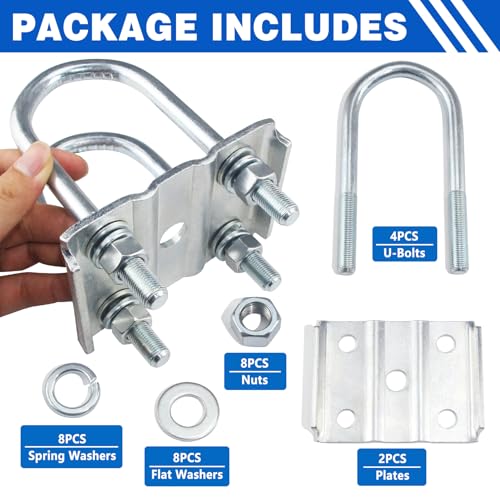 GREPSPUD 1Set Trailer U Bolt Kit for 3500 lbs 2-3/8" Round Axle, 6-1/4" Long, 1/2” Diameter, Trailer Axle U Bolts Leaf Spring U-Bolt Kits for 3,500lbs Spindle - Image 3