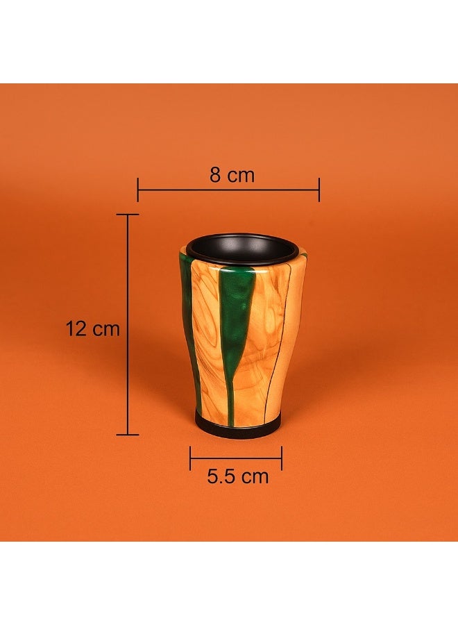 DIVA LADY Small Green Resin & Premium Wood Incense Burner with Black Metal Base and Lid – 12 cm ✨ - Image 2
