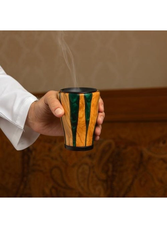 DIVA LADY Small Green Resin & Premium Wood Incense Burner with Black Metal Base and Lid – 12 cm ✨ - Image 1