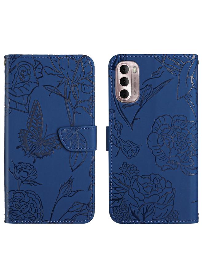 S-TOP Case For Motorola Moto G Stylus 4G 2022 Skin Feel Butterfly Peony Embossed Leather Phone Case - Image 1