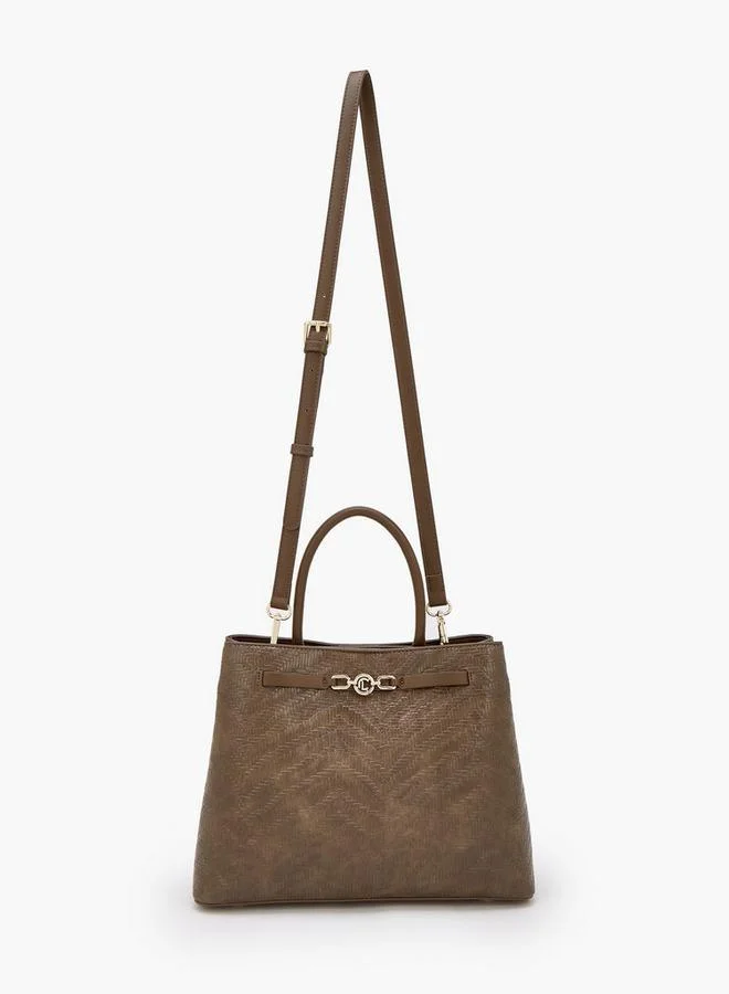 لو كونفورت Textured Tote Bag With Magnetic Closure