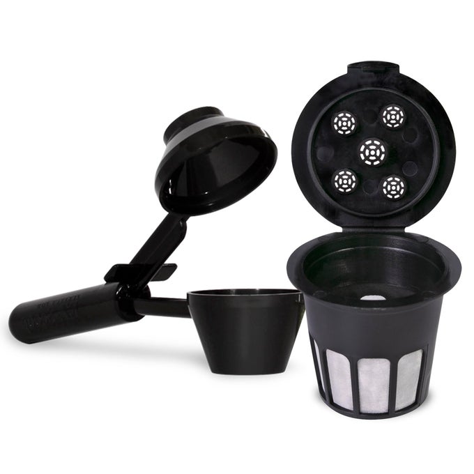 CAFE SUPREME 5STREAM REUSABLE SINGLE SERVE COFFEE FILTER K CUP POD EZSCOOP COFFEE SCOOP WITH FUNNEL COMPATIBLE WITH KEURIG 1 OR 5STREAM COFFEE MAKERS