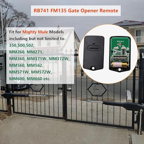 Cooouds RB741 for Mighty Mule Gate Opener Remote, 318MHZ Gate Remote Control for GTO Gate Openers, 9 Dip FM135 Gate Transmitter for MM371W MM572W etc. Gate Clicker Garage Door Entry Controller (6 Pack) - Image 3