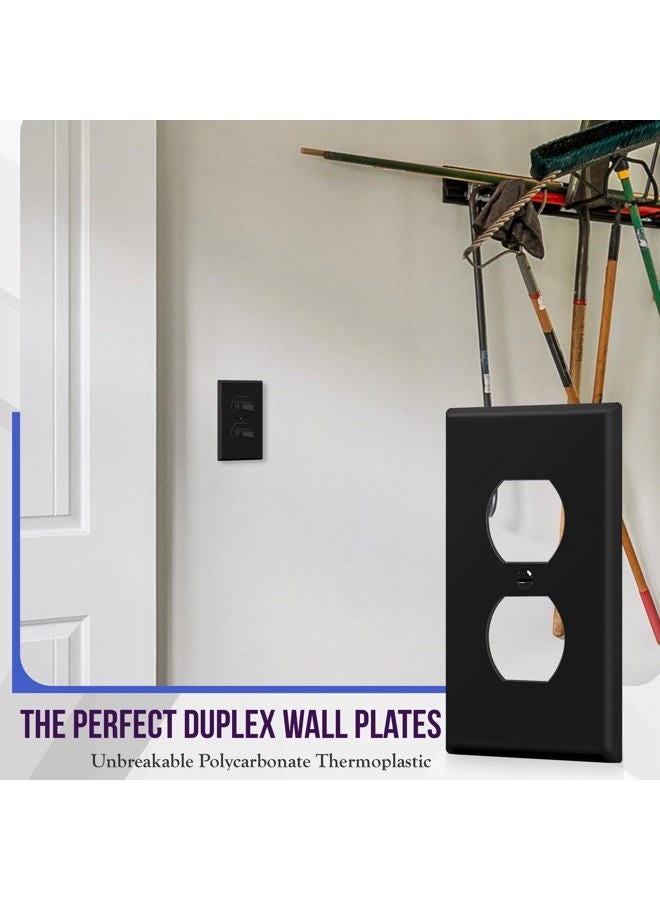 ENERLITES Duplex Receptacle Outlet Wall Plate, Size 1-Gang 4.50" x 2.76", Unbreakable Polycarbonate Thermoplastic, UL Listed, 8821-BK-5PCS, Black (5 Pack) - Image 3