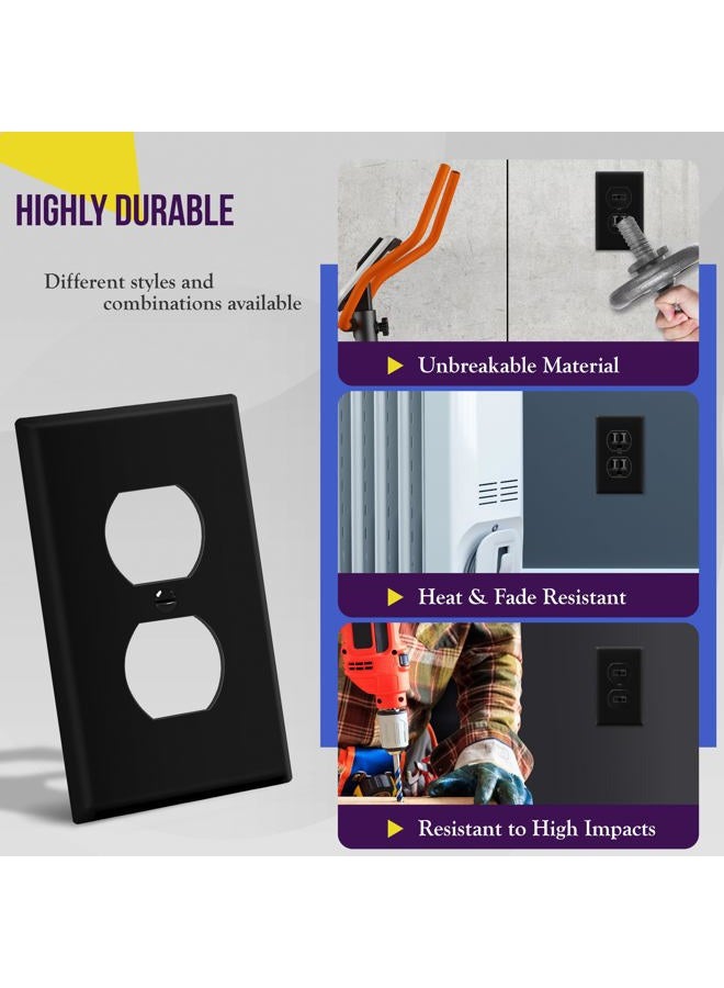 ENERLITES Duplex Receptacle Outlet Wall Plate, Size 1-Gang 4.50" x 2.76", Unbreakable Polycarbonate Thermoplastic, UL Listed, 8821-BK-5PCS, Black (5 Pack) - Image 4