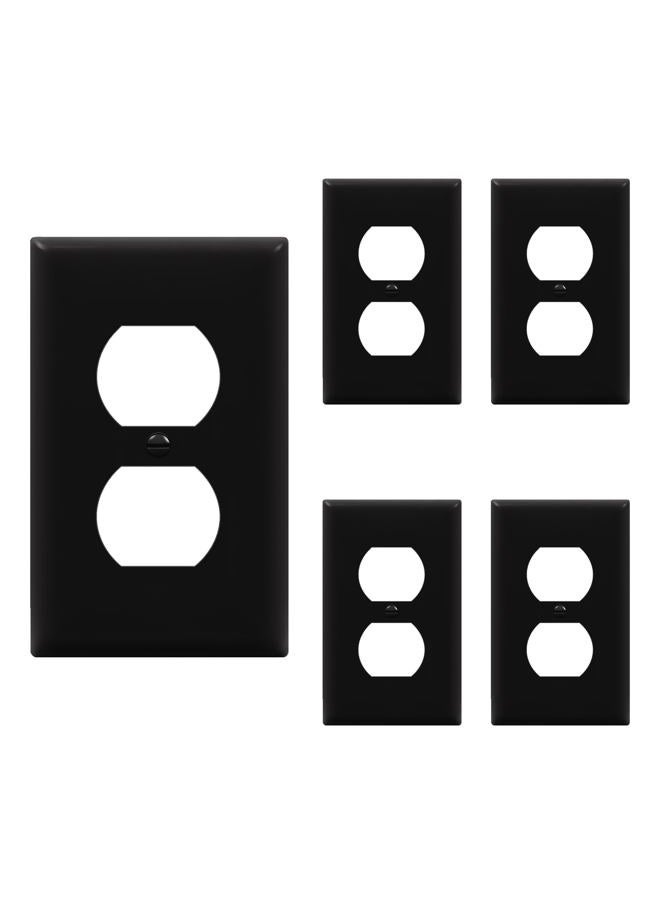 ENERLITES Duplex Receptacle Outlet Wall Plate, Size 1-Gang 4.50" x 2.76", Unbreakable Polycarbonate Thermoplastic, UL Listed, 8821-BK-5PCS, Black (5 Pack) - Image 1