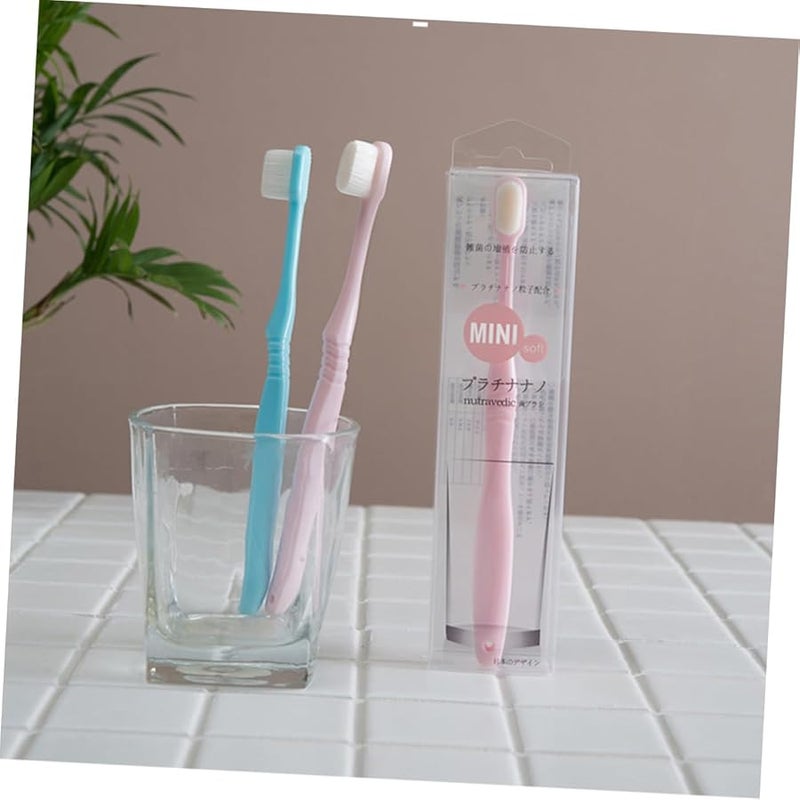 Soft Nano Toothbrush For Gums Care 2 Pack Long Handle For Pregnant Women And Moms Blue And Pink - Image 5