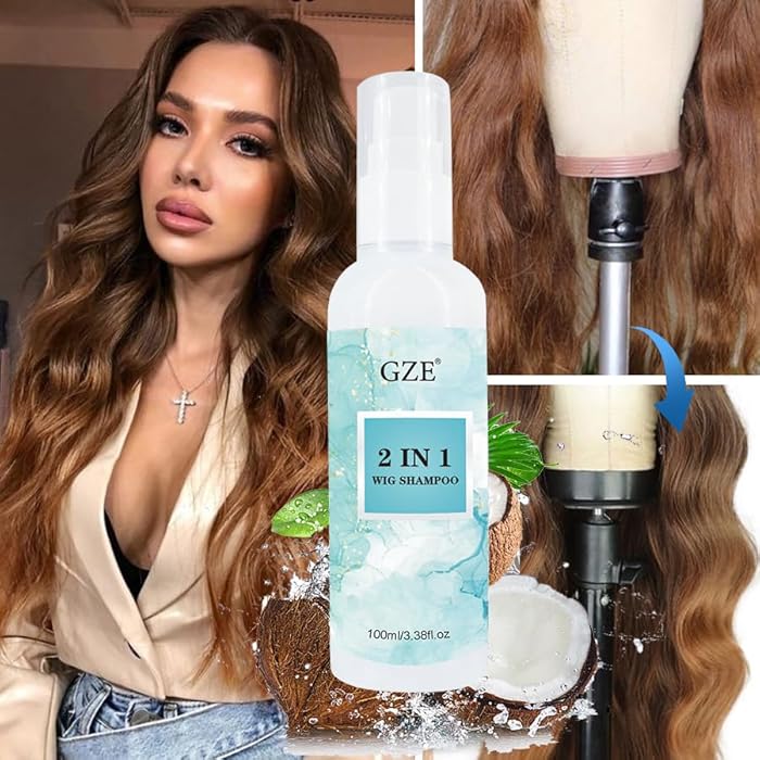 GZE 2 IN 1 Wig Shampoo | Gentle Clean & Condition for Synthetic & Human Hair Wigs | Prolong Shine, Prevent Frizz & Tangles​ - Image 5