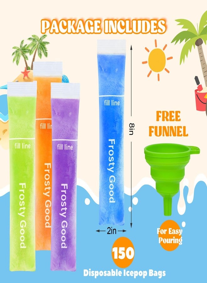 Jadairy 150 Disposable Ice Popsicle Mold Bags (8x2"), BPA-Free, Freezer Pop Bags for DIY Ice Pop, Yogurt Tubes, Fruit Popsicle - Image 2