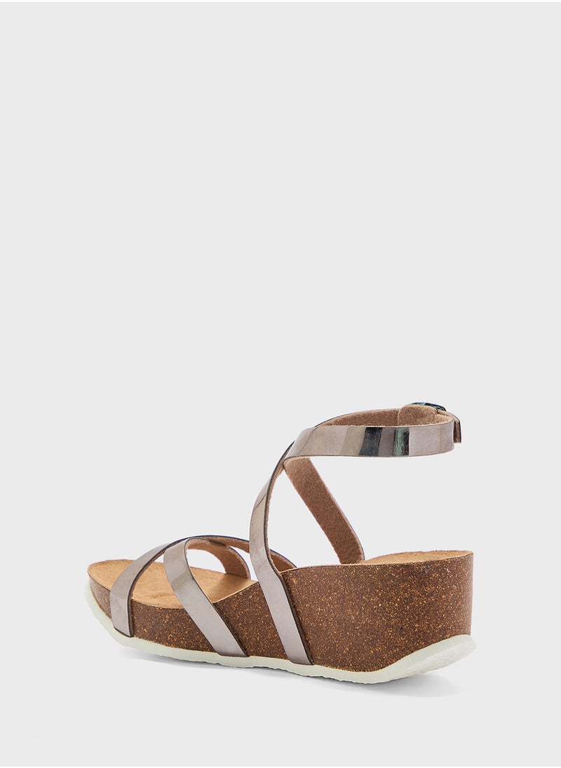 BAYTON - Asteria Strappy Mid Heel Wedges - Image 1
