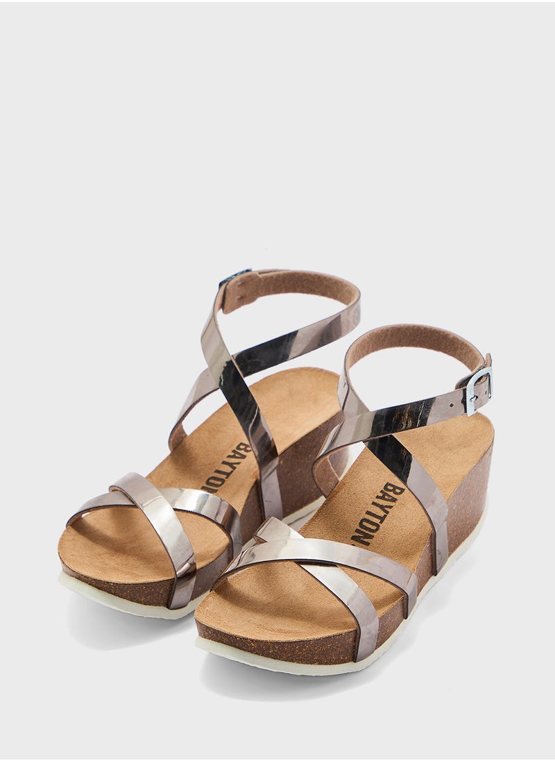 BAYTON - Asteria Strappy Mid Heel Wedges - Image 1
