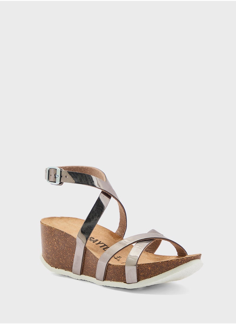 BAYTON - Asteria Strappy Mid Heel Wedges - Image 1