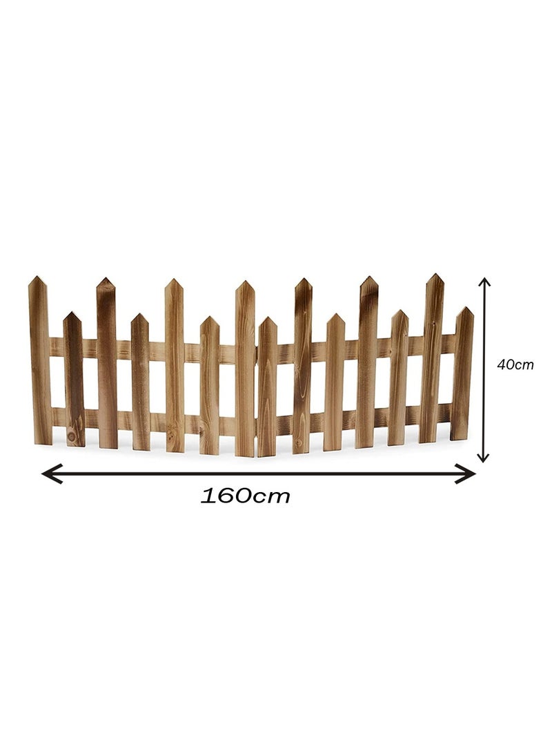LINGWEI Wooden Garden Fence Wood Garden Picket Fence Garden Landscape Edging Border Lawn Edgings Panels Wooden Interlocking Panels Animal Barrier Garden Fence Stakes - Image 4