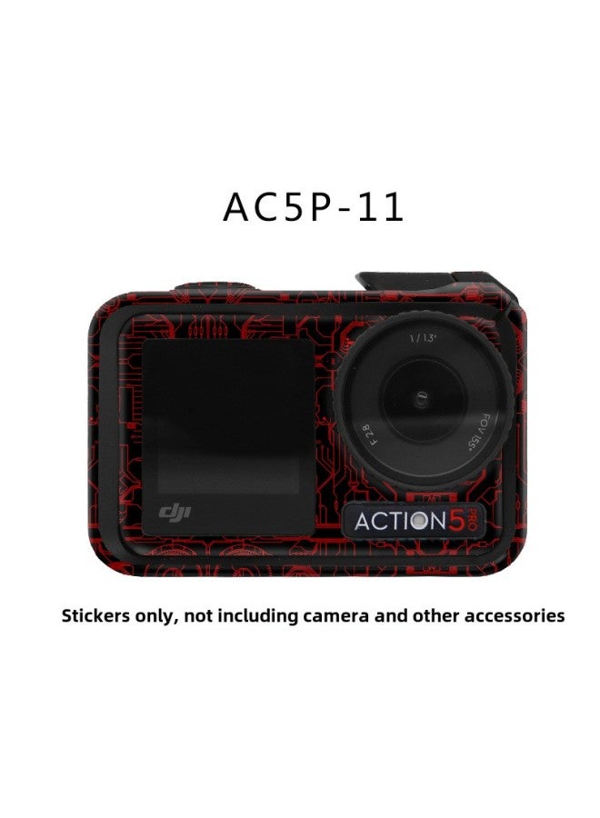 StartFly Suitable For DJI Action 5PRO Sports Camera Sticker Color Change Film No Glue Accessories-Color:Ac5-11 Circuit Red Sticker-Specifications:Dji Action 5pro+ Frame Complete Set  - Image 1
