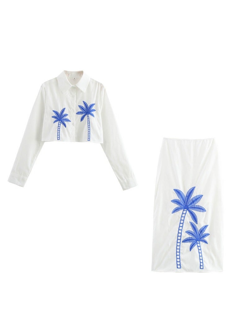Shougu New Women's Shirt Style Top And Skirt Set  - Image 1