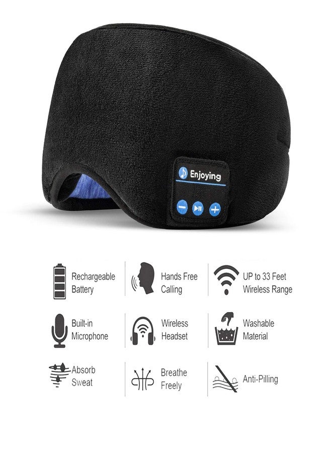 Voerou Sleep Headphones 5.2 Bluetooth Sleep Mask with Music and Ultra Thin Speakers Perfect for Sleeping, Air Travel,Meditation and Relaxation，Unique Gifts for Men Women - Black - Image 2