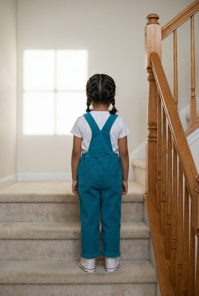 Pranava Unisex Organic Cotton Dungarees for Kids – Blue - Image 2