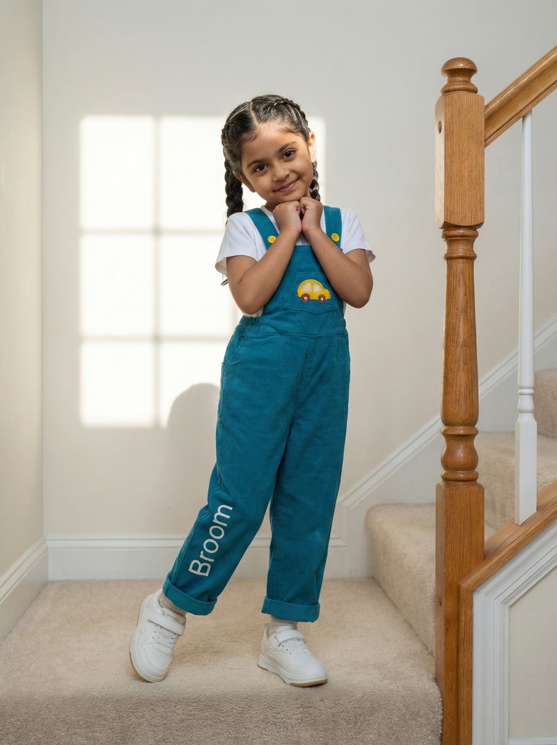 Pranava Unisex Organic Cotton Dungarees for Kids – Blue - Image 4