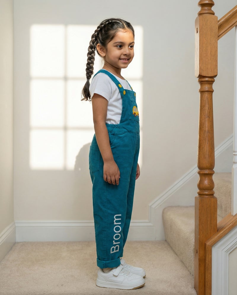 Pranava Unisex Organic Cotton Dungarees for Kids – Blue - Image 3