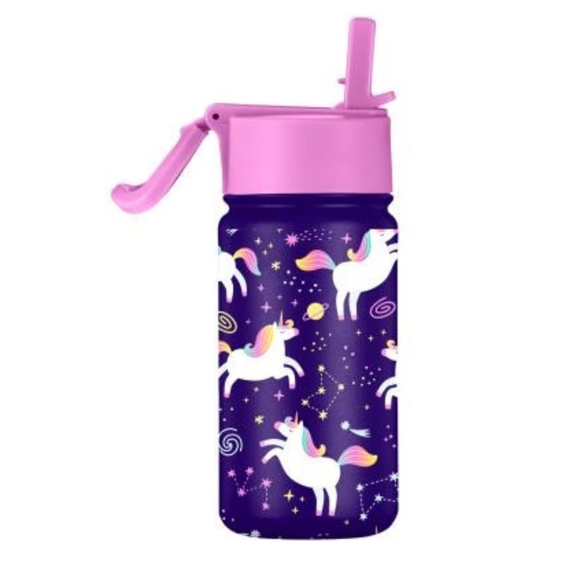 SOLARA Amazi Kids Insulated Water Bottle for Kids 450ml, Kids Water Bottle, Sipper Bottle for Kids, Thermosteel Kids Bottles, Stainless Steel Water Bottles for Kids, Straw Bottle for Kids, Unicorn - Image 1