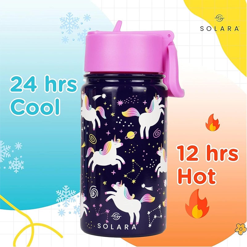 SOLARA Amazi Kids Insulated Water Bottle for Kids 450ml, Kids Water Bottle, Sipper Bottle for Kids, Thermosteel Kids Bottles, Stainless Steel Water Bottles for Kids, Straw Bottle for Kids, Unicorn - Image 5