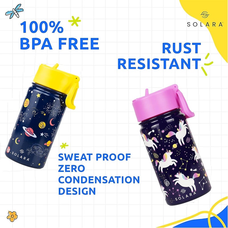 SOLARA Amazi Kids Insulated Water Bottle for Kids 450ml, Kids Water Bottle, Sipper Bottle for Kids, Thermosteel Kids Bottles, Stainless Steel Water Bottles for Kids, Straw Bottle for Kids, Unicorn - Image 4