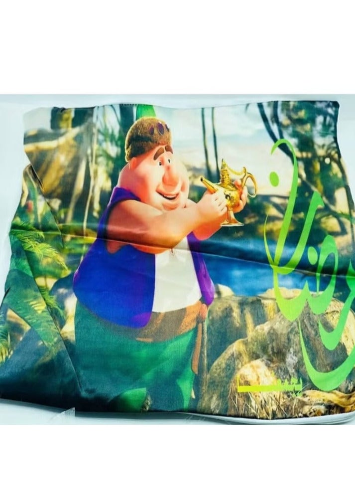 اكياس مخدات رمضان اجمل تشكيلة مخدات ستان اكياس المخدات اللي مطبوعة عليها اشهر شخصيات في رمضان الخامة النظيفة جدا المقاس: 45 سم