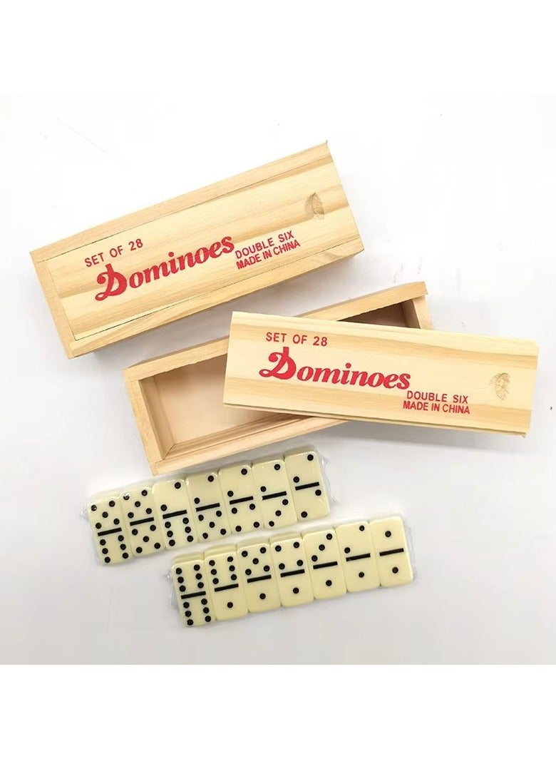 Domino Pack of 2 Double Six Professional Domino Tiles Dominoes Game Set With Wooden Case 28 Pieces - Image 1