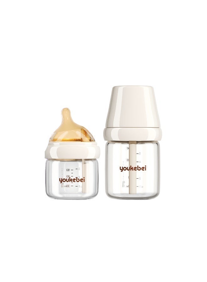 Youkebei 160ML Glass Baby Bottle Patented Anti-Colic Tube High Borosilicate Breast-Like Nipple BPA-Free - Image 2
