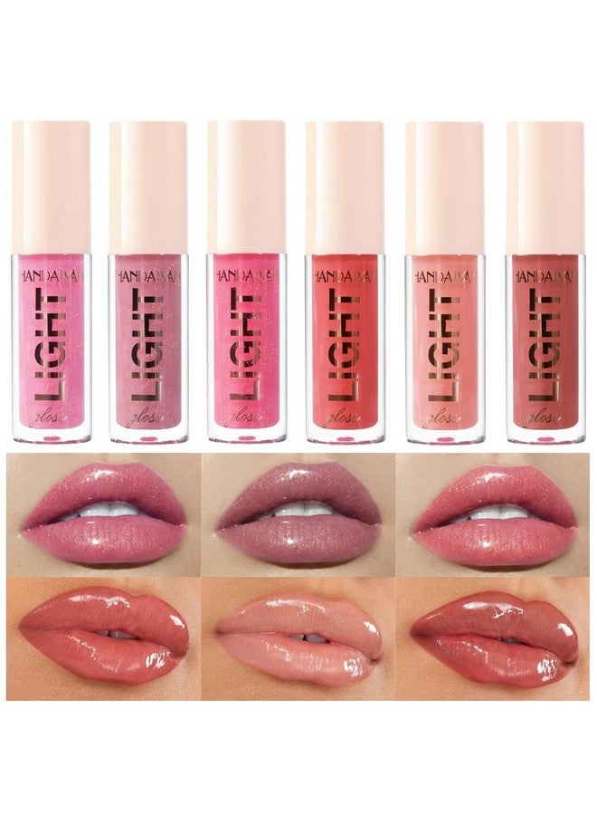 BANGFENG 6Pcs Lip Oil Light Lipgloss Set Moisturizing Hydrating Lip Glow Oil Lip Gloss Kit High Shine Lip Plumping Glass Finish Lip Gloss Liquid Lipstick For Women (Set C) - Image 1