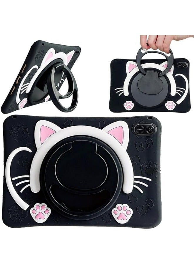 General Case Compatible with Honor Pad X9 Tablet 11.5 Inch 2023 Cover, Cute Cat Kids Case with 360° Rotating Handle Kickstand Shockproof Rugged Heavy Duty Kids Tablet Cover  - Image 1