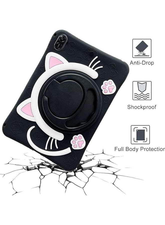 General Case Compatible with Honor Pad X9 Tablet 11.5 Inch 2023 Cover, Cute Cat Kids Case with 360° Rotating Handle Kickstand Shockproof Rugged Heavy Duty Kids Tablet Cover  - Image 4