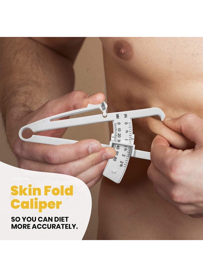 MEDca Skinfold Body Fat Caliper - Skin Fold Body Fat Analyzer and Handheld BMI Measurement Tool Skinfold Caliper Device Measures Body Fat for Men and Women by MEDca - (Pack of 2, White) - Image 2