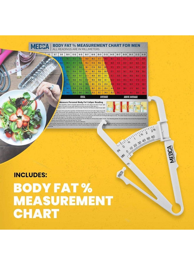 MEDca Skinfold Body Fat Caliper - Skin Fold Body Fat Analyzer and Handheld BMI Measurement Tool Skinfold Caliper Device Measures Body Fat for Men and Women by MEDca - (Pack of 2, White) - Image 4