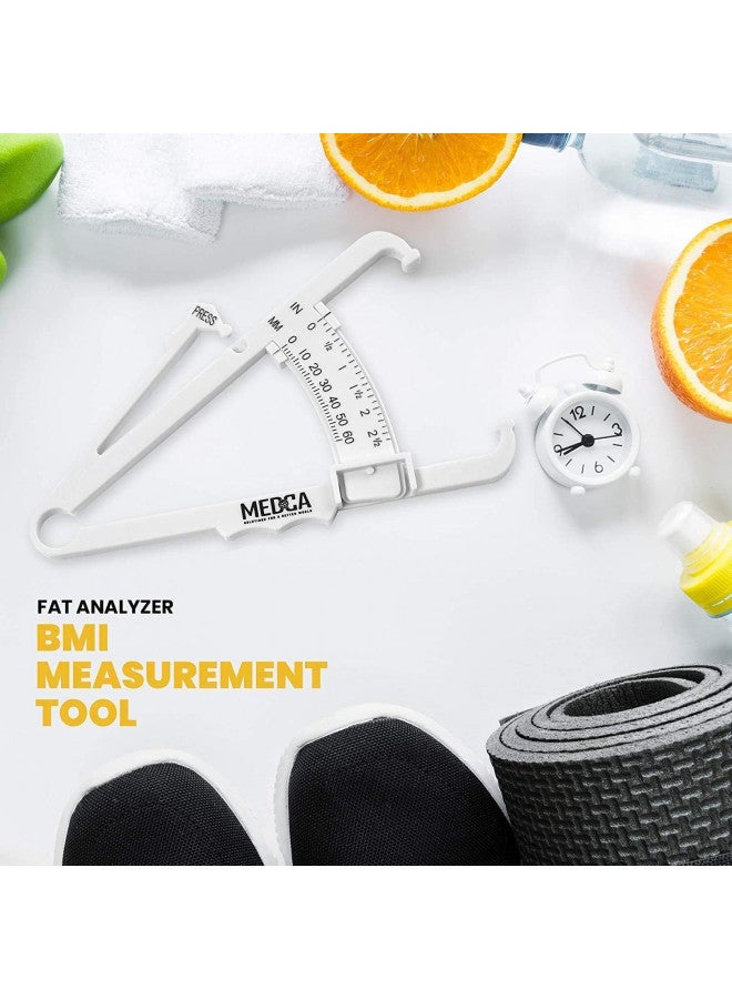 MEDca Skinfold Body Fat Caliper - Skin Fold Body Fat Analyzer and Handheld BMI Measurement Tool Skinfold Caliper Device Measures Body Fat for Men and Women by MEDca - (Pack of 2, White) - Image 3