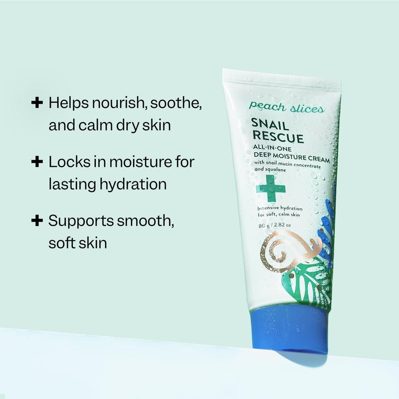 Peach Slices - Snail Rescue All-in-One Deep Moisture Cream (2.82 oz) - Snail Mucin - Intensive Hydration, Soft Skin - Squalane, Hyaluronic Acid & Cica - Vegan, Cruelty Free, Korean Skin Care & Beauty - Image 2