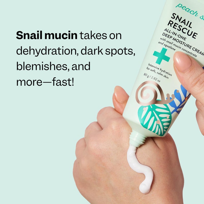 Peach Slices - Snail Rescue All-in-One Deep Moisture Cream (2.82 oz) - Snail Mucin - Intensive Hydration, Soft Skin - Squalane, Hyaluronic Acid & Cica - Vegan, Cruelty Free, Korean Skin Care & Beauty - Image 4