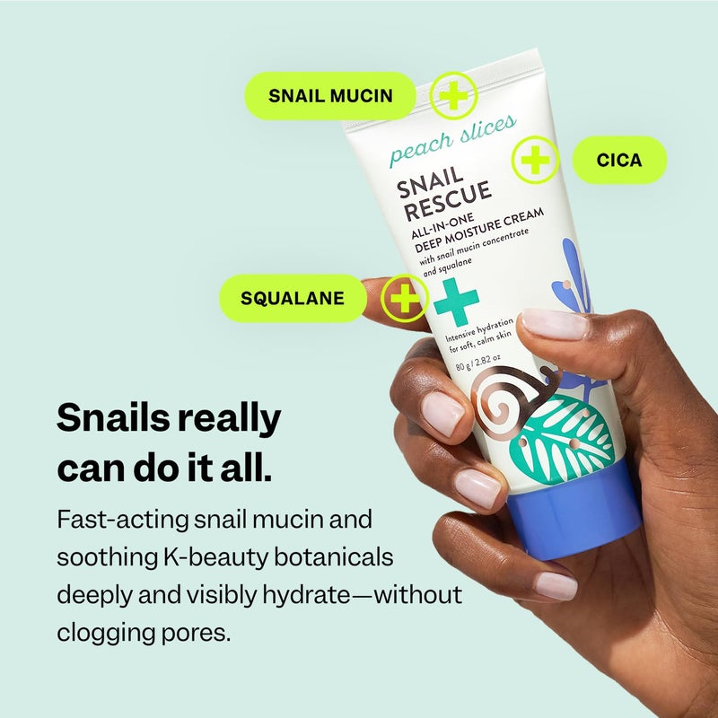Peach Slices - Snail Rescue All-in-One Deep Moisture Cream (2.82 oz) - Snail Mucin - Intensive Hydration, Soft Skin - Squalane, Hyaluronic Acid & Cica - Vegan, Cruelty Free, Korean Skin Care & Beauty - Image 3