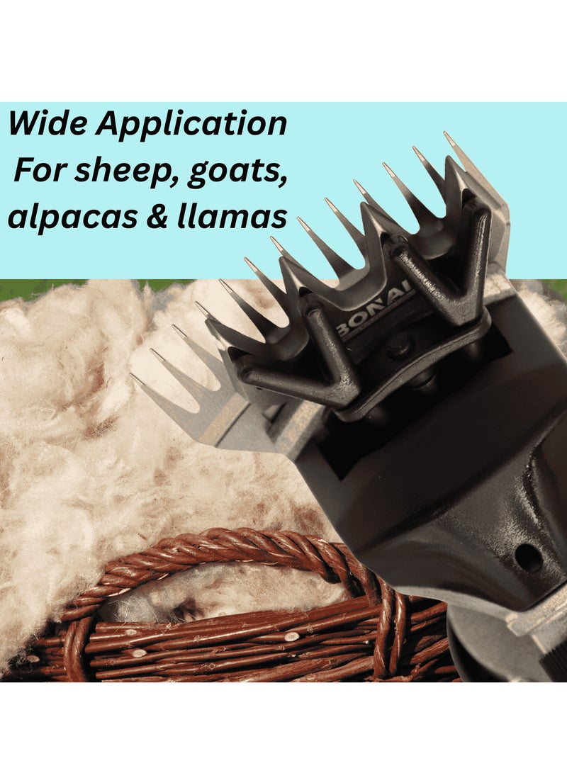 بوناي مقص صوف كهربائي للأغنام بقدرة 600-950 واط، 6 سرعات، ماكينة تشذيب الماشية شديدة التحمل بمقبض مريح للأغنام والماعز واللاما والألباكا - 2400 دورة في الدقيقة، BN-HK82 - Image 5
