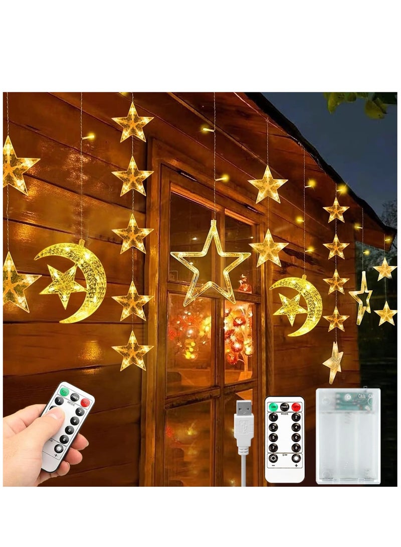 Yoawllty أضواء زينة رمضان يوواليتي على شكل نجوم وأقمار مع جهاز تحكم عن بعد وعلبة بطارية للمنزل - Image 1