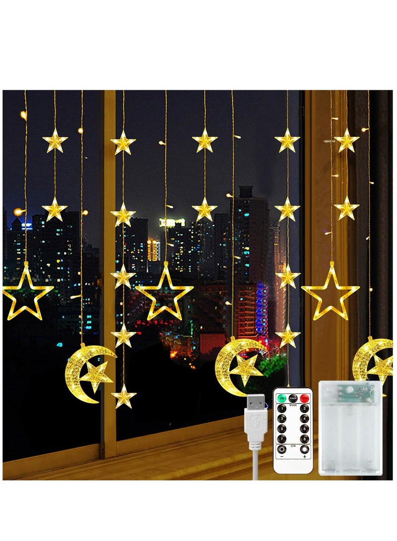 Yoawllty أضواء زينة رمضان يوواليتي على شكل نجوم وأقمار مع جهاز تحكم عن بعد وعلبة بطارية للمنزل - Image 3