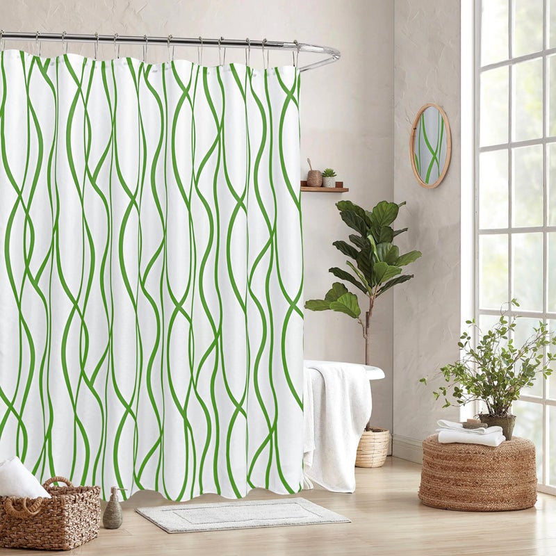 Biscaynebay Biscaynebay Textured Fabric Shower Curtain 72x72 Inch Sage Printed Striped Linen Modern Hotel Luxury Quality Cloth Bathroom Curtains Machine Washable 