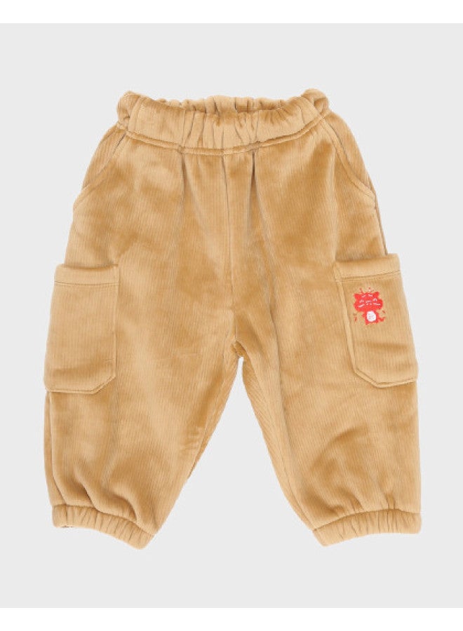 Zara Kids' Cozy Cute Warm Fleece Casual Pants With Color-block Embroidered Design For Outdoor Adventures - Image 1