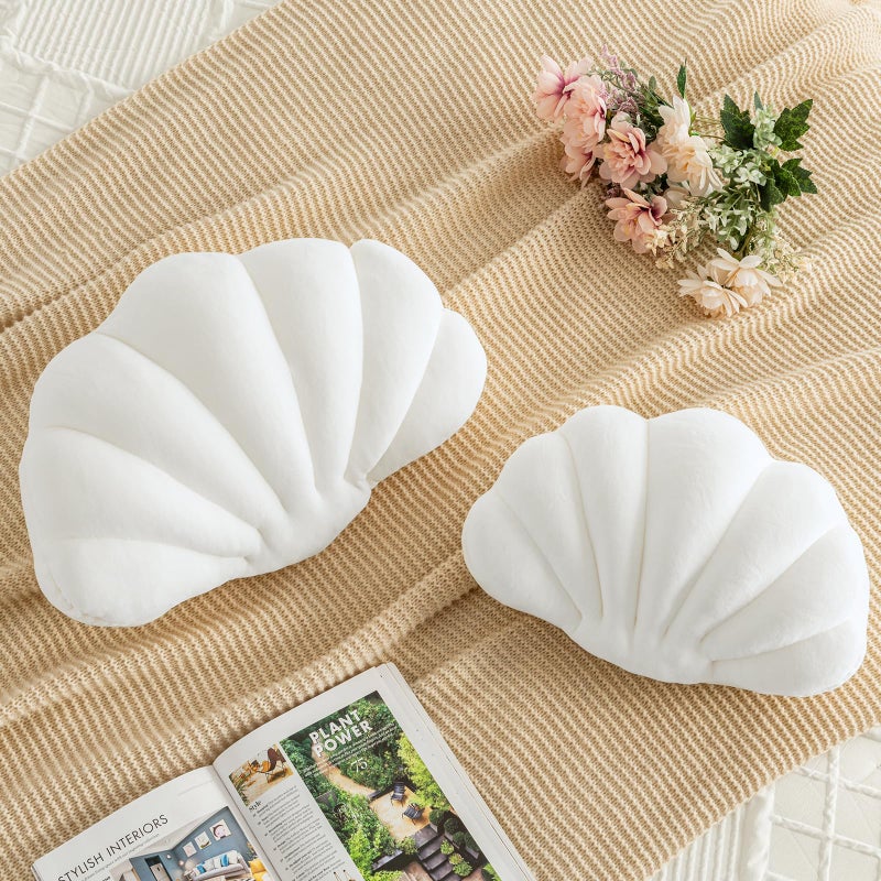 ZCNYCLAM Shell Pillow, Shell Shaped Decorative Throw Pillows with Velet for Couch Bed, Cute Seashell Beachy Room Decor Aesthetic Throw Pillows for Bedroom Living Room(13x10 Inches, White) - Image 4