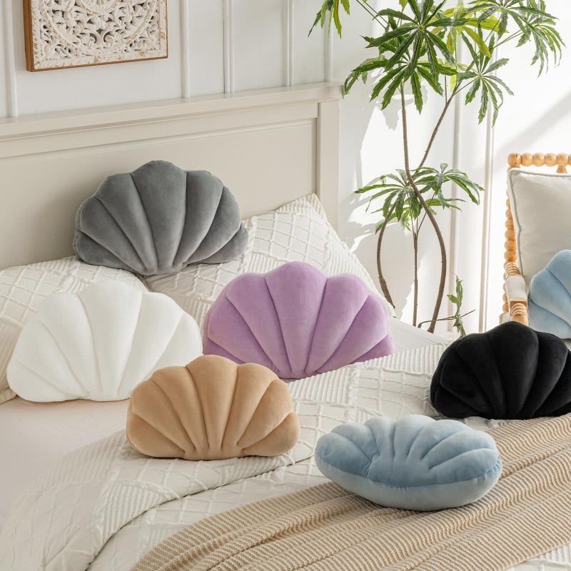 ZCNYCLAM Shell Pillow, Shell Shaped Decorative Throw Pillows with Velet for Couch Bed, Cute Seashell Beachy Room Decor Aesthetic Throw Pillows for Bedroom Living Room(13x10 Inches, White) - Image 3