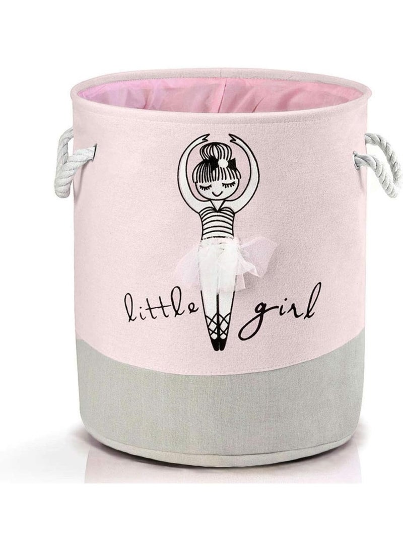 CMGTYYD. سلة تنظيم وردية، سلة تخزين مستديرة كبيرة الحجم، سلة قماشية قابلة للطي، سلة غسيل قطنية، سلة تخزين مناسبة للسكن الجامعي، غرفة نوم الأطفال، الحمام - Image 1