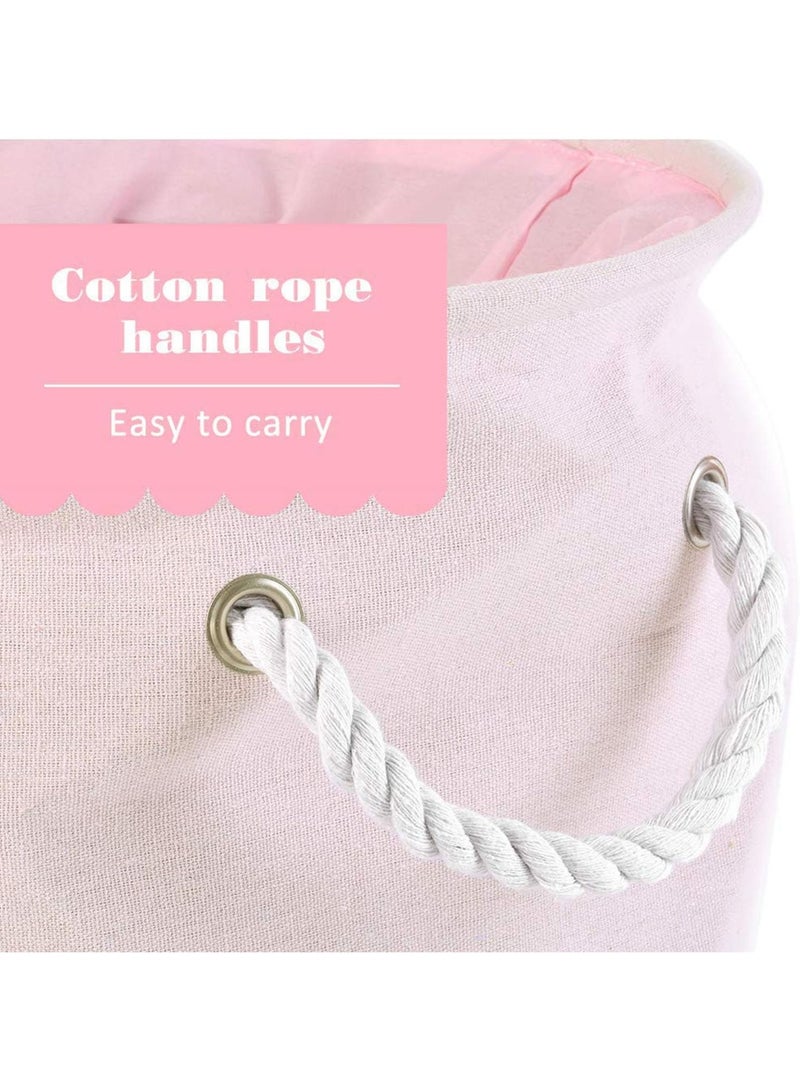 CMGTYYD. سلة تنظيم وردية، سلة تخزين مستديرة كبيرة الحجم، سلة قماشية قابلة للطي، سلة غسيل قطنية، سلة تخزين مناسبة للسكن الجامعي، غرفة نوم الأطفال، الحمام - Image 4